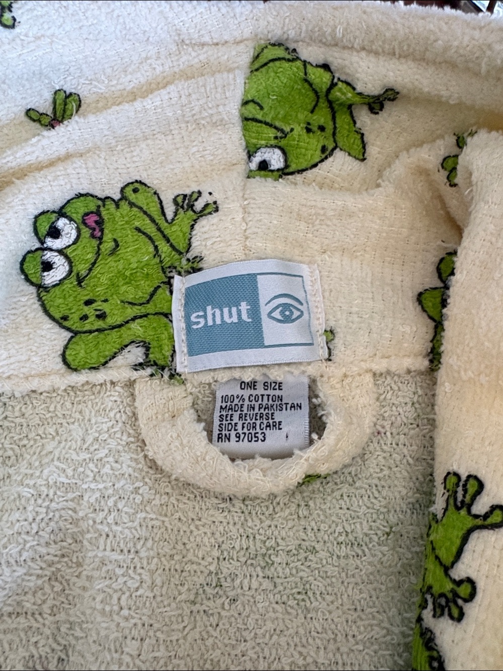 One Size  Green Frog Pattern Bath Robe - Unbranded - Picture 4 of 4